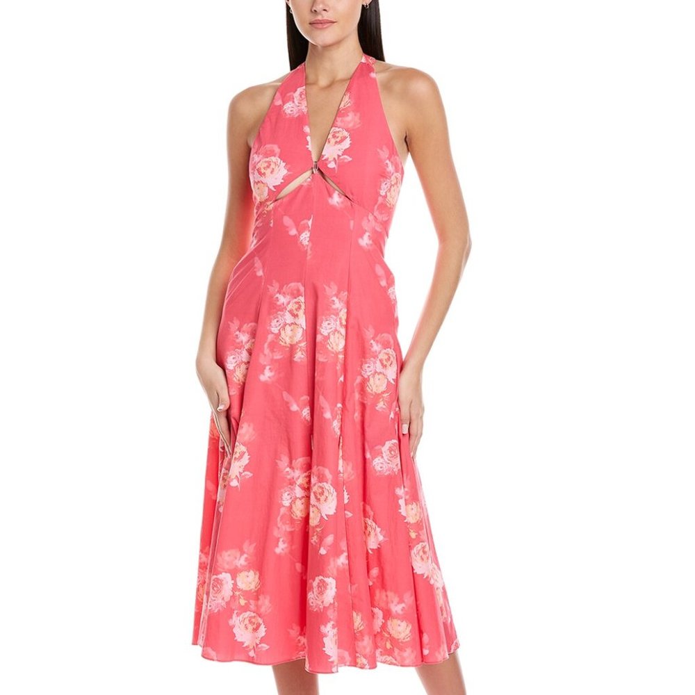 Garrie B Halter Midi Dress Pink- NWT SZ L